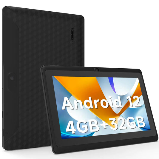 Tablet 7 inch Android 12 Tablets 4GB RAM 32GB ROM 1TB Expand Quad-Core Processor Tablet PC WiFi Bluetooth 3000mAh Battery 1024 x 600 HD IPS Touch Screen 2MP+5MP Dual Camera GMS Certified
